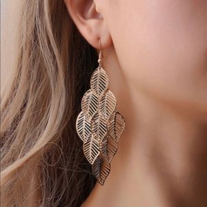 Golden leaves chandelier earrings.
